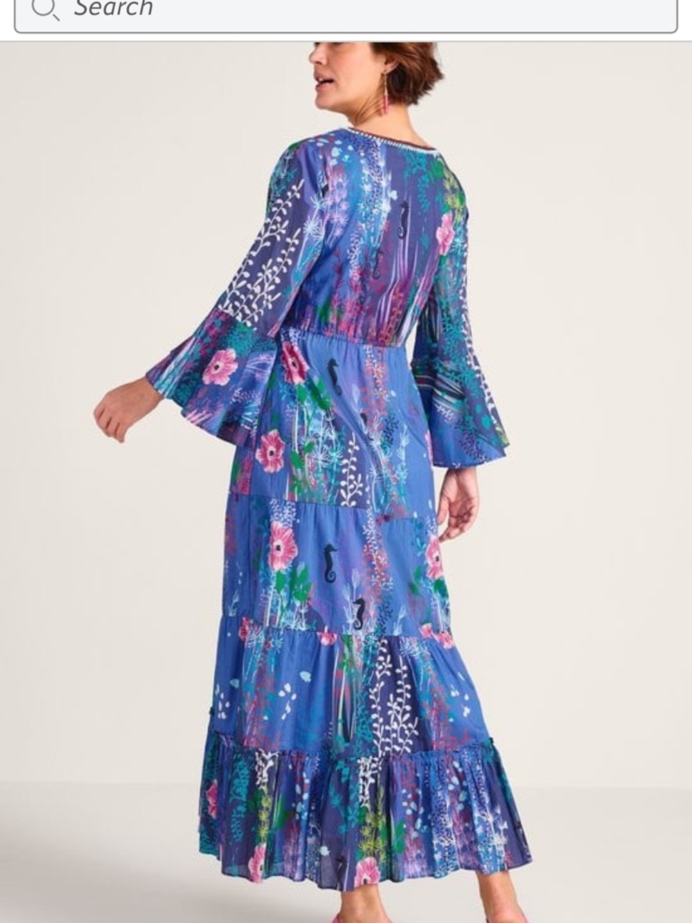 Soft Surroundings Marta Dress maxi beaded floral art to wear beachy boho size M - Picture 3 of 12